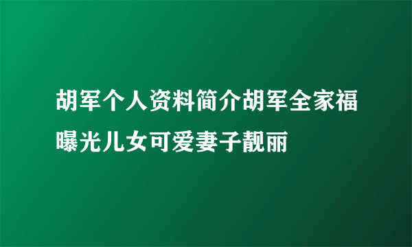 胡军个人资料简介胡军全家福曝光儿女可爱妻子靓丽