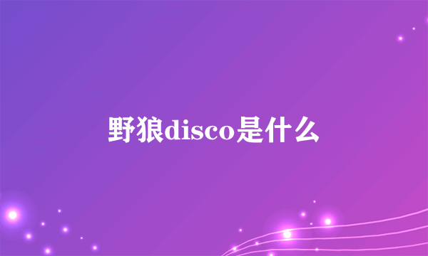 野狼disco是什么