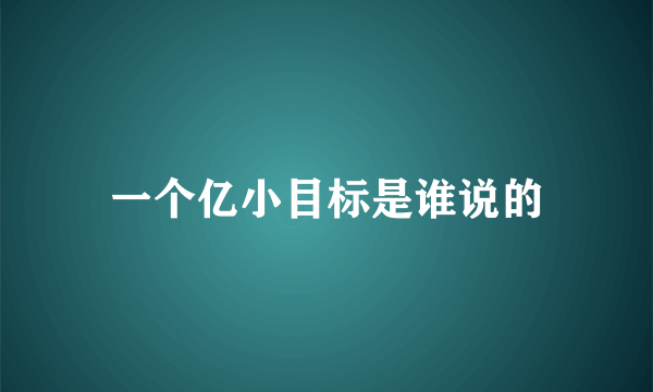 一个亿小目标是谁说的