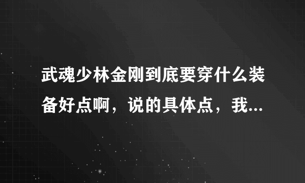 武魂少林金刚到底要穿什么装备好点啊，说的具体点，我看有的人穿无畏的，有的是军功的，