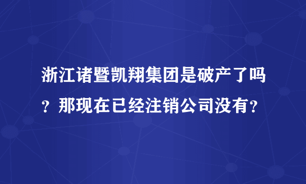 浙江诸暨凯翔集团是破产了吗？那现在已经注销公司没有？