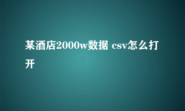 某酒店2000w数据 csv怎么打开