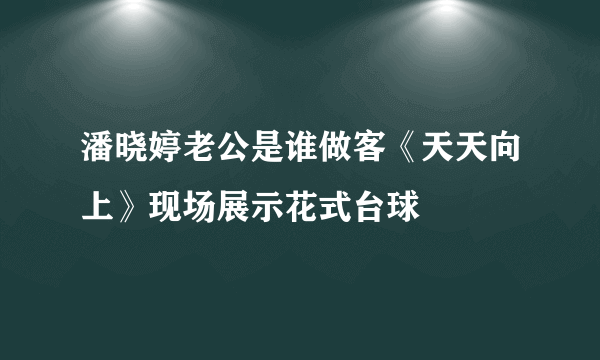 潘晓婷老公是谁做客《天天向上》现场展示花式台球