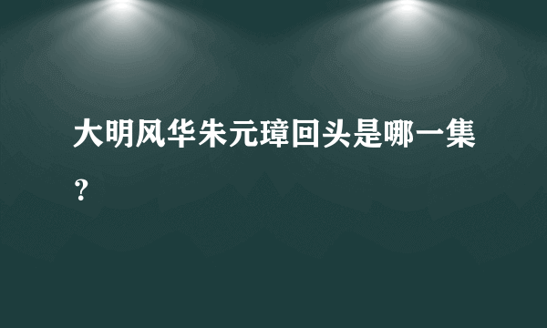 大明风华朱元璋回头是哪一集？