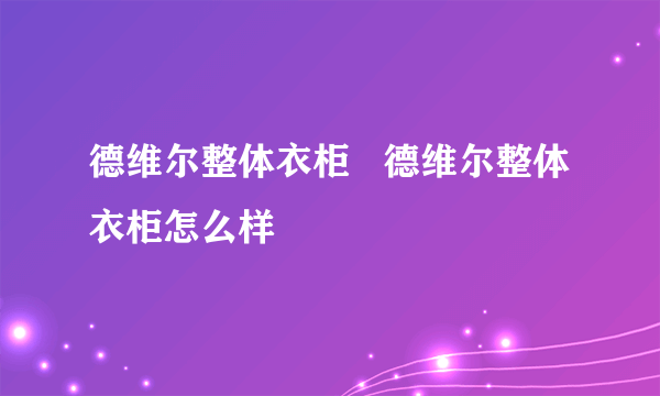 德维尔整体衣柜   德维尔整体衣柜怎么样