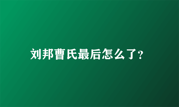 刘邦曹氏最后怎么了？