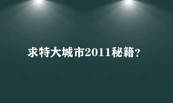 求特大城市2011秘籍？