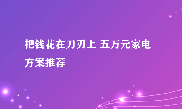 把钱花在刀刃上 五万元家电方案推荐