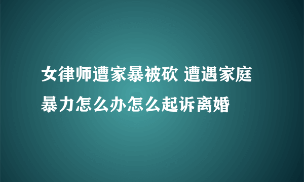 女律师遭家暴被砍 遭遇家庭暴力怎么办怎么起诉离婚