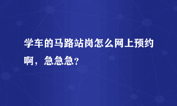 学车的马路站岗怎么网上预约啊，急急急？