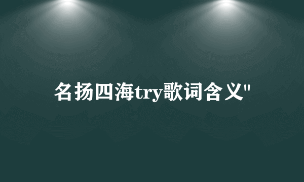 名扬四海try歌词含义