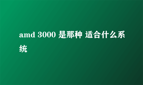 amd 3000 是那种 适合什么系统