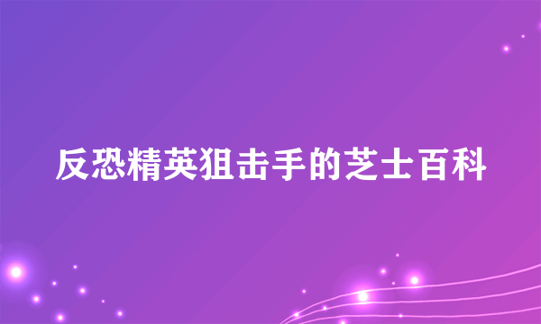 反恐精英狙击手的芝士百科