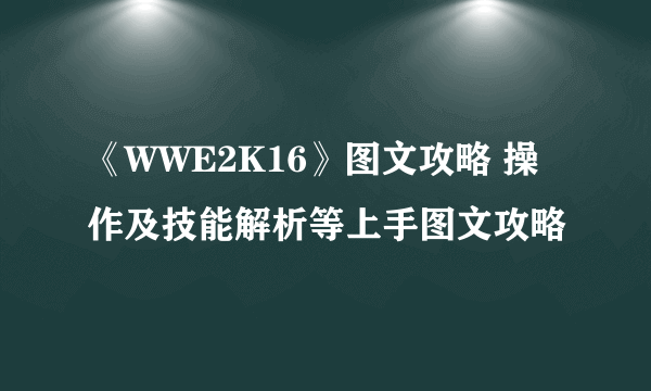 《WWE2K16》图文攻略 操作及技能解析等上手图文攻略