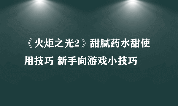 《火炬之光2》甜腻药水甜使用技巧 新手向游戏小技巧