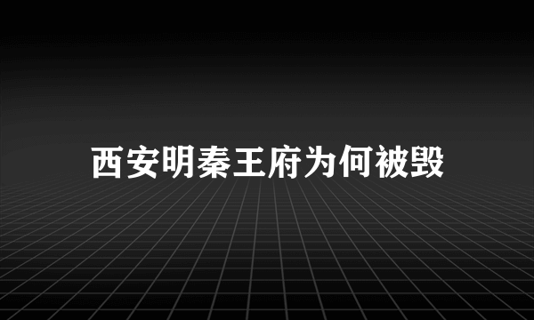 西安明秦王府为何被毁