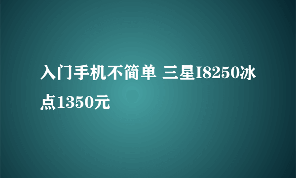 入门手机不简单 三星I8250冰点1350元