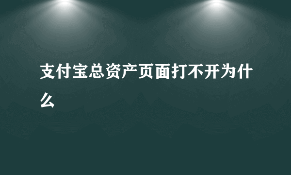 支付宝总资产页面打不开为什么