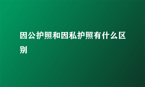 因公护照和因私护照有什么区别