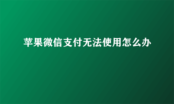 苹果微信支付无法使用怎么办