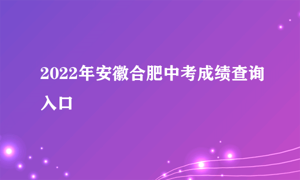 2022年安徽合肥中考成绩查询入口