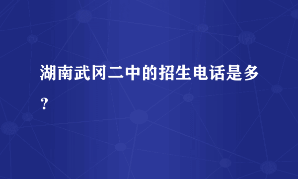 湖南武冈二中的招生电话是多？