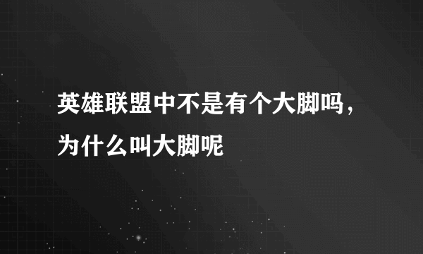 英雄联盟中不是有个大脚吗，为什么叫大脚呢