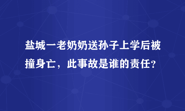 盐城一老奶奶送孙子上学后被撞身亡，此事故是谁的责任？