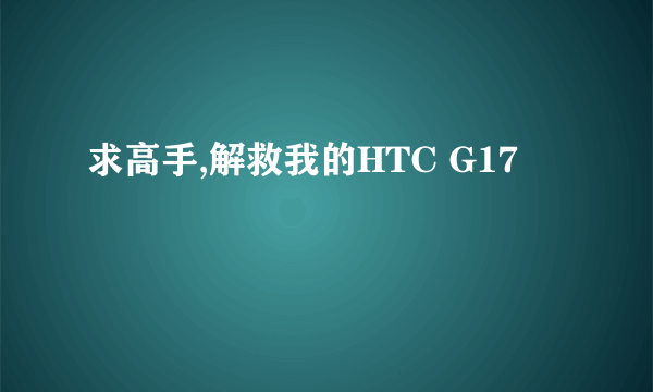 求高手,解救我的HTC G17