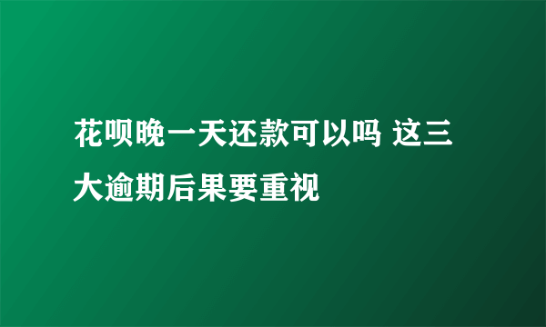 花呗晚一天还款可以吗 这三大逾期后果要重视