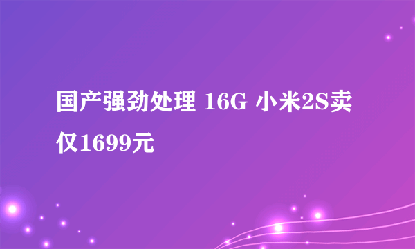 国产强劲处理 16G 小米2S卖仅1699元