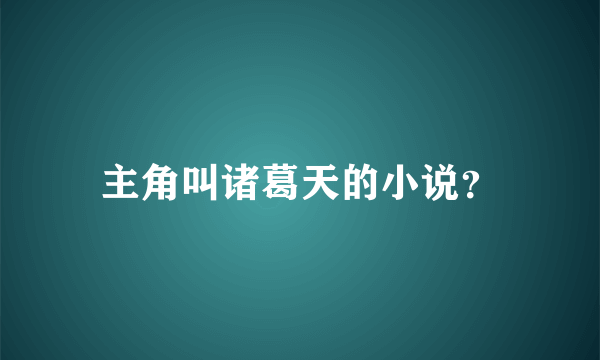 主角叫诸葛天的小说？