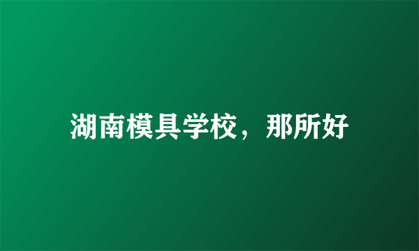 湖南模具学校，那所好