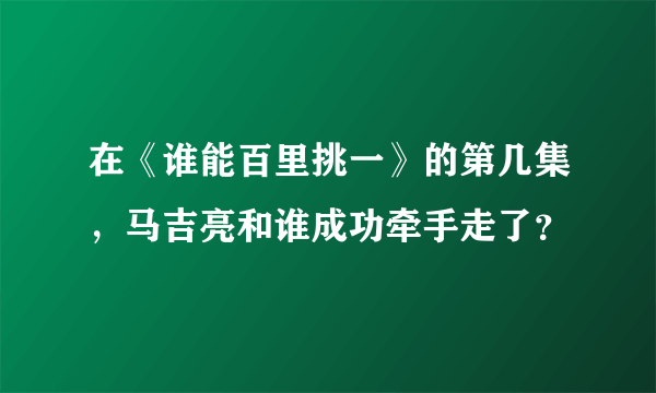 在《谁能百里挑一》的第几集，马吉亮和谁成功牵手走了？