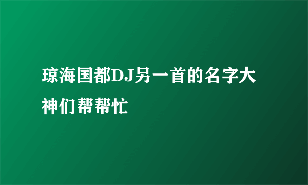 琼海国都DJ另一首的名字大神们帮帮忙