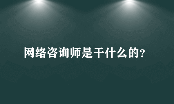 网络咨询师是干什么的？