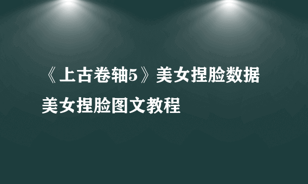 《上古卷轴5》美女捏脸数据 美女捏脸图文教程