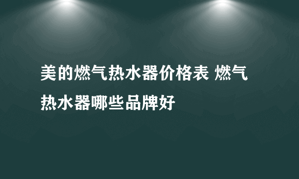 美的燃气热水器价格表 燃气热水器哪些品牌好