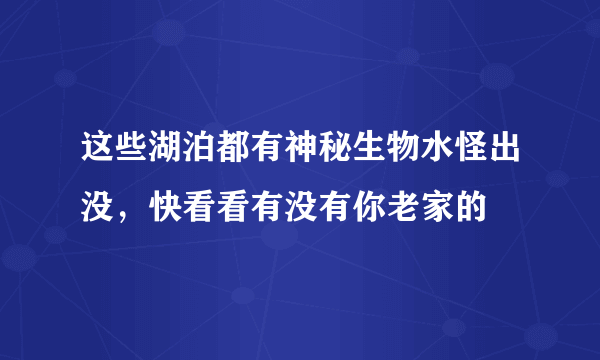 这些湖泊都有神秘生物水怪出没，快看看有没有你老家的