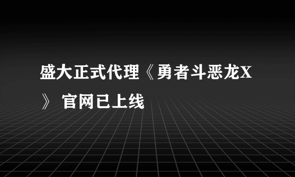 盛大正式代理《勇者斗恶龙X》 官网已上线