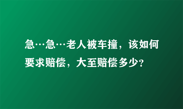 急…急…老人被车撞，该如何要求赔偿，大至赔偿多少？