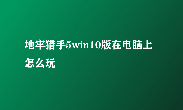 地牢猎手5win10版在电脑上怎么玩