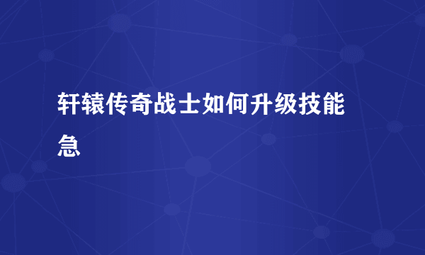 轩辕传奇战士如何升级技能 急