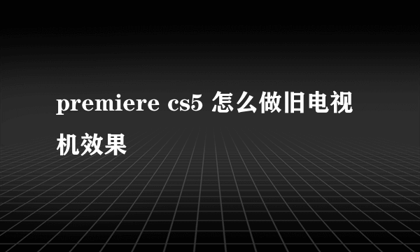 premiere cs5 怎么做旧电视机效果