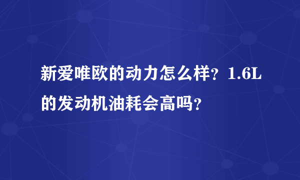 新爱唯欧的动力怎么样？1.6L的发动机油耗会高吗？