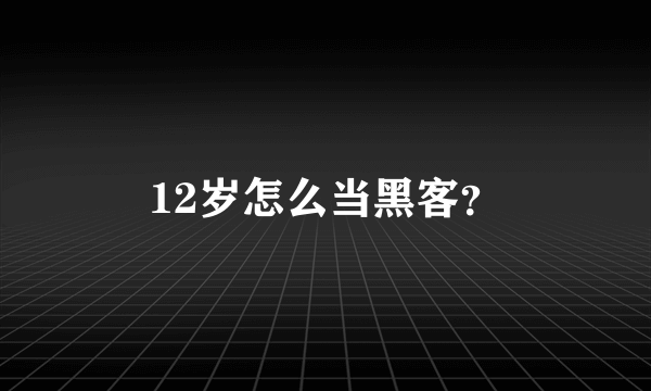 12岁怎么当黑客？