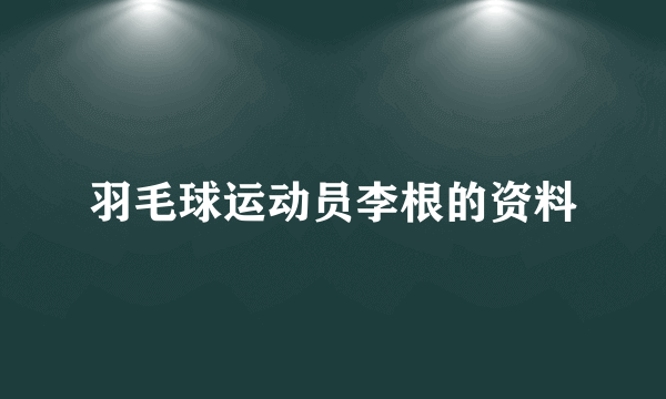 羽毛球运动员李根的资料