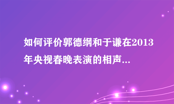 如何评价郭德纲和于谦在2013年央视春晚表演的相声《败家子儿》？