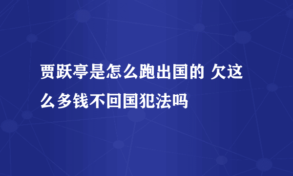 贾跃亭是怎么跑出国的 欠这么多钱不回国犯法吗