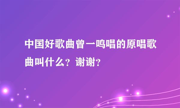 中国好歌曲曾一鸣唱的原唱歌曲叫什么？谢谢？